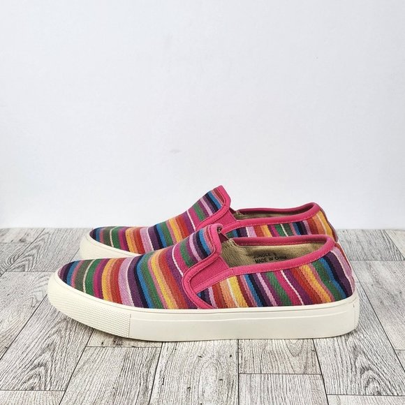 Boutique by Corkys Sneaker Womens Sz 6 Slip-on Multi-Color Striped Artsy Whimsy - Picture 3 of 10